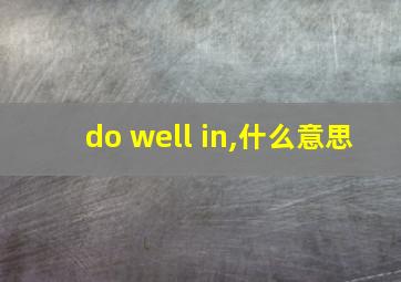 do well in,什么意思